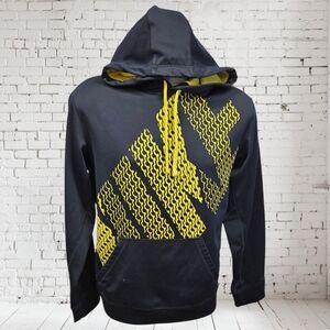 NIKE Therma-Fit Black Hoodie Kangaroo Pocket Yellow Graphic